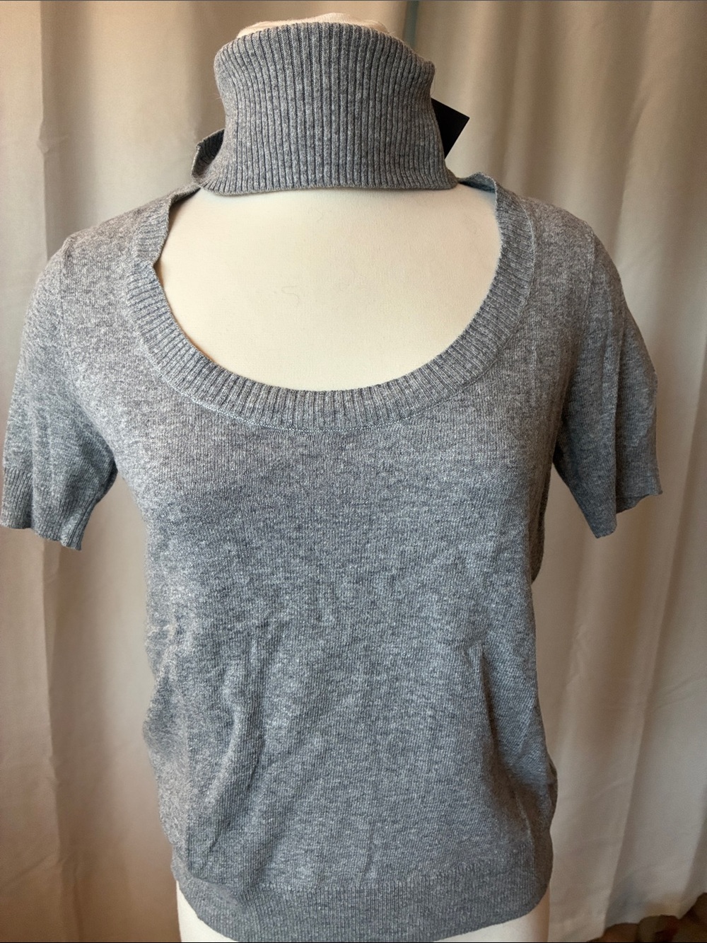 Rachel Zoe Light Gray Cutout Crewneck Sweater